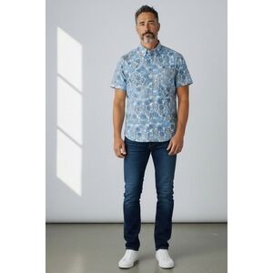 Original Penguin Men's Blue Floral Short Sleeve Button Up Shirt, Size L, NWT